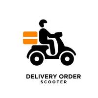 simple scooter delivery courier black logo icon design vector