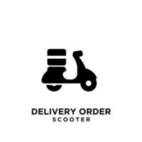 Diseño de icono de logotipo negro de mensajería de entrega de scooter simple vector