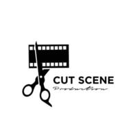 Director cut behind the scene editing Studio Movie Video Cinema Film Production vector logo design icon illustration