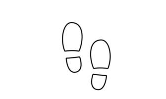 Footprint step black line icon white background simple illustration design vector