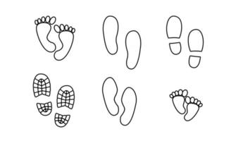set collection Footprint step line icon white background simple design vector