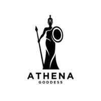 Premium atenea la diosa negro vector icono logo ilustración diseño