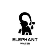 Elefante songkran simple con icono de vector de agua diseño de ilustración de logotipo negro