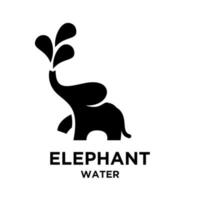 Elefante songkran simple con icono de vector de agua diseño de ilustración de logotipo negro