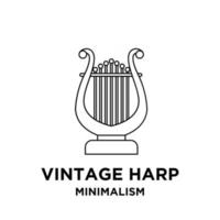 set collection luxury classic lyre mini harp line outline vector icon flat illustration design
