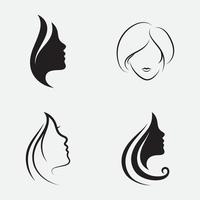 Set hair woman and face logo and symbols vector