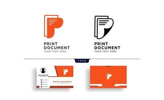 letter P paper creative logo template vector illustration with business card template vector