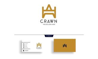 letter AW Crown Gold Initial logo template vector illustration with business card vector