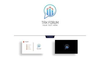 message chat  forum accounting financial logo template icon elements vector illustration with business card