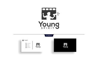 children film and broadcast logo template vector illustration with business card icon element isolated