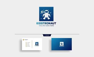 astronauta, niños, niños, sueños, logotipo, plantilla, vector, ilustración, con, tarjeta de visita, vector
