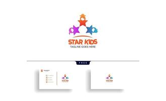 Ilustración de vector de plantilla de logotipo de idea creativa de niños estrella con vector de tarjeta de visita