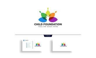 Momy and child or children care logo template vector isolated with business card vector