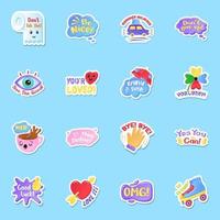 Stickers with Texts in Editable vector