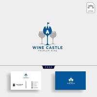 wine kingdom queen wine elegant logo template vector illustration with business card  vector