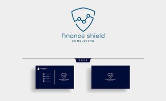 shield stats business logo template vector illustration with business card