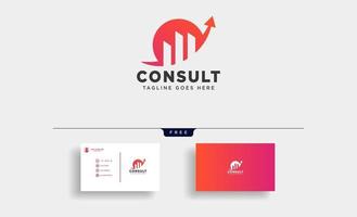 consulting consult graphic statistic logo template with business card vector illustration