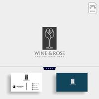 vector de plantilla de logotipo de vino y rosa vector de elementos de icono aislado