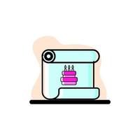 Pastel de cumpleaños de desplazamiento de papel icono conceptual diseño ilustración vectorial vector