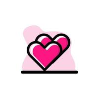 Dual Hearts Icon Vector Conceptual Illustration Design