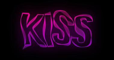 beijo criativo tipografia animação de texto com linhas onduladas coloridas