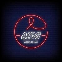 Aids World Day Neon Signs Style Text Vector