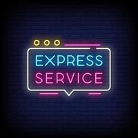 servicio expreso letreros de neón estilo texto vector