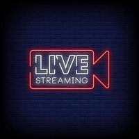 Live Streaming Neon Signs Style Text Vector