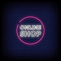 Online Shop Neon Signs Style Text Vector