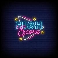 High Score Neon Signs Style Text Vector