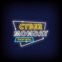 Cyber Monday Neon Signs Style Text Vector