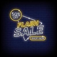 Flash Sale Neon Signs Style Text Vector