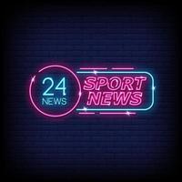 Sport News Neon Signs Style Text Vector