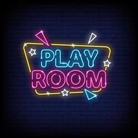 Play Room Neon Signs Style Text Vector