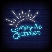 Enjoy The Summer Neon Signs Style Text Vector