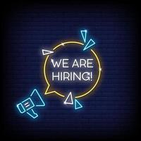 We are Hiring Neon Signs Style Text Vector