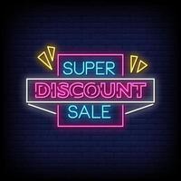 Super Discount Sale Neon Signs Style Text Vector