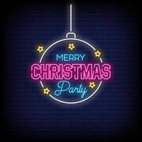 Merry Christmas Party Neon Signs Style Text Vector