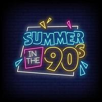 Summer in The 90s Neon Signs Style Text Vector