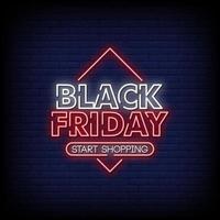 Black Friday Neon Signs Style Text Vector