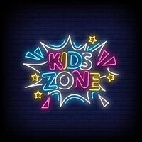 Kids Zone Neon Signs Style Text Vector
