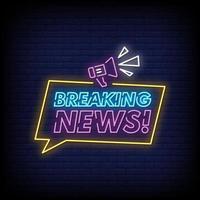 Breaking  News Neon Signs Style Text Vector