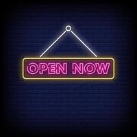 Open Now Neon Signs Style Text Vector