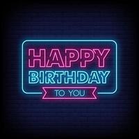 Happy Birthday To You Neon Signs Style Text Vector