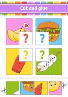 Cut and glue Set flash cards vector