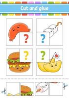 Cut and glue Set flash cards vector