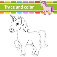 traza y color - unicornio vector