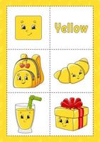 flashcard de aprendizaje de colores para niños - amarillo vector