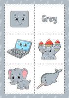 Learning colors Flashcard for kids - grey vector