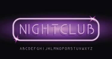 Neon modern light alphabet sans serif font vector